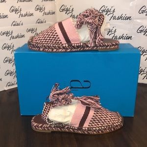 Women’s espadrilles  Leather/Cotton Ankle-Tie